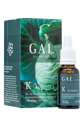 GAL K-complex 20 ml bottle with box, boosting energy and immune health, containing vitamins K1 and K2.